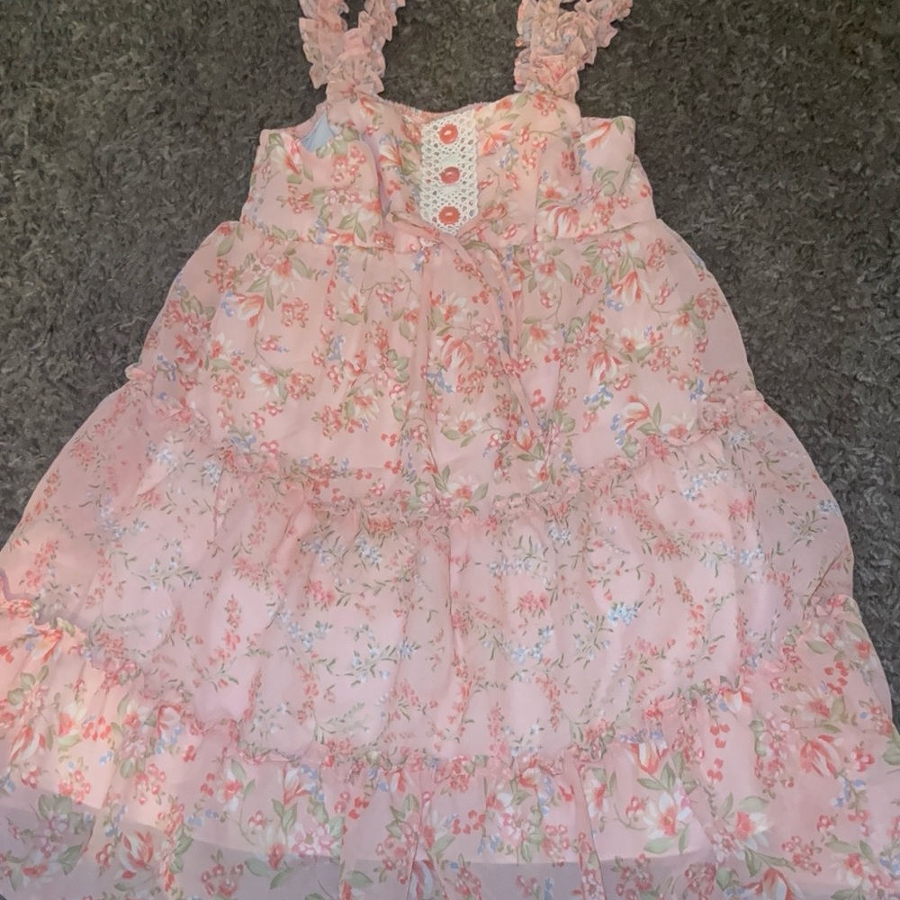 Floral Pink Ruffled Dress